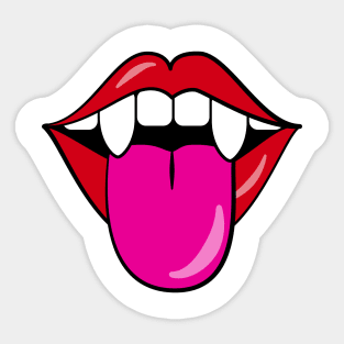 Cute Vampire - Playful Fangs and Tongue Sticker